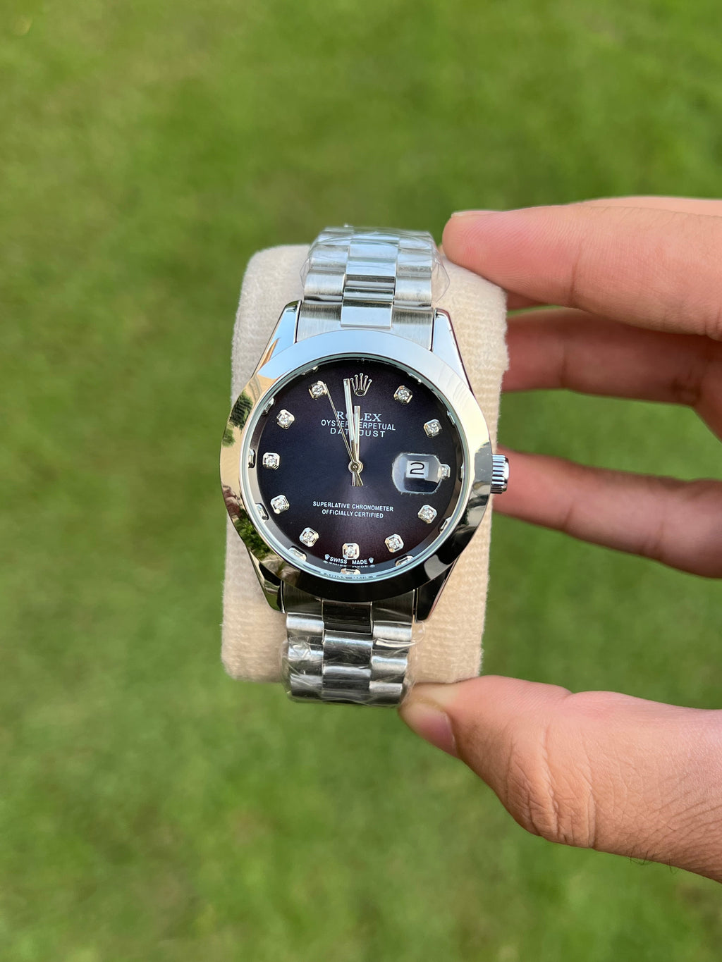 Blue Dial with Silver Chain